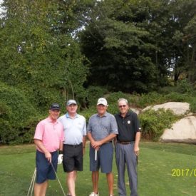 Mike McBroom, PGA and his amateur team at the Bass Rocks Sr Pro Am 2017