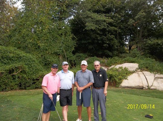 Mike McBroom, PGA and his amateur team at the Bass Rocks Sr Pro Am 2017