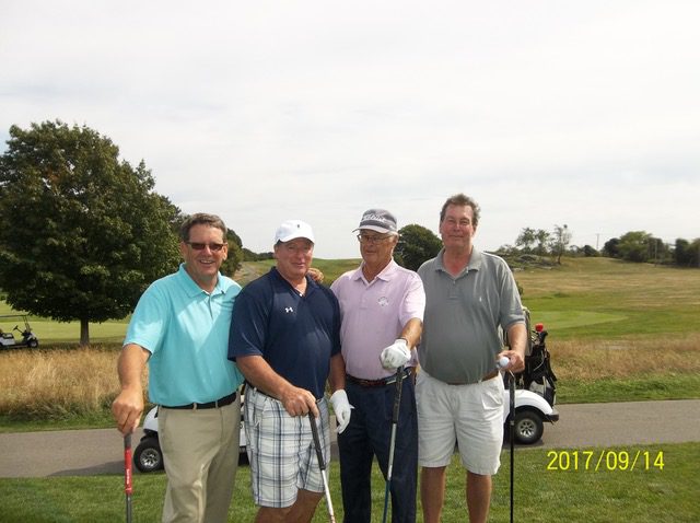 Mike Mullavey, PGA and his amateur team at the Bass Rocks Sr Pro Am 2017